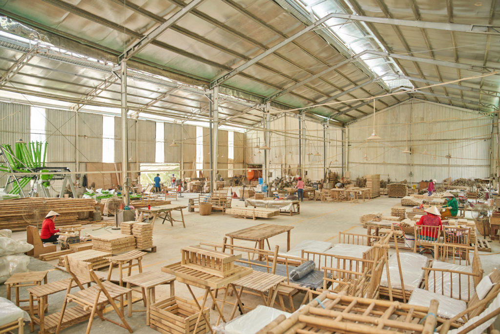 Production of bamboo housing components in Vietnam