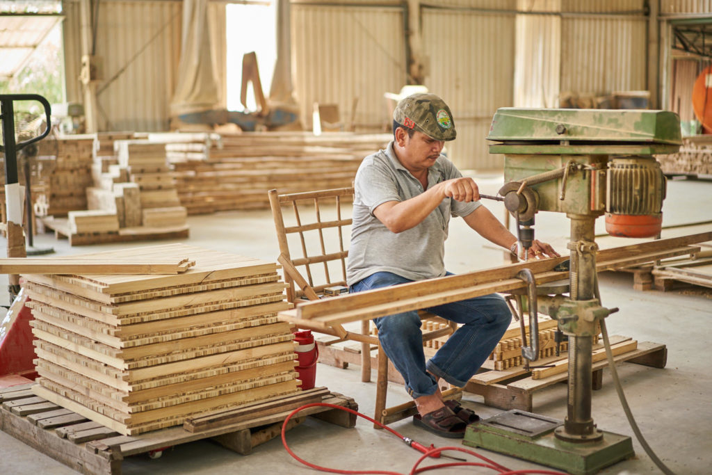 Hand tools used in bamboo craftsmanship, photographed for Bamboo Living