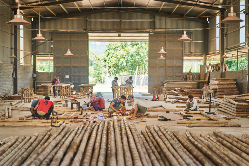 Portrait of a bamboo craftsman photographed for Bamboo Living in Vietnam