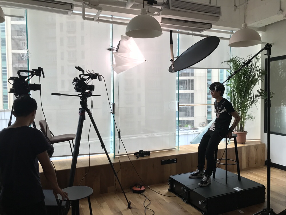 Shanghai-Video-Production-Services-interviews To CAMERA interview set up in a office for a Corporate brand Video in Shanghai for WeWork